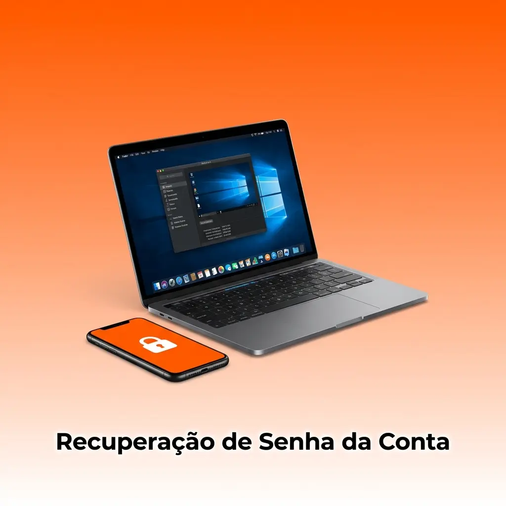 Tela de recuperação de senha com etapas para redefinir acesso via e-mail ou SMS no site ou aplicativo